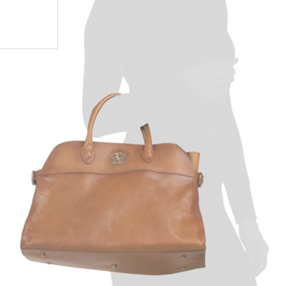 PRATESI Made in Italy Leather Satchel 💼 Elegant Gold Hardware, Adjustable Strap - Picture 2 of 16